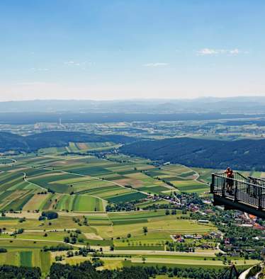 Ausblick vom Gipfelplateau der Hohen Wand in den Gutensteiner Alpen, Niederösterreich
