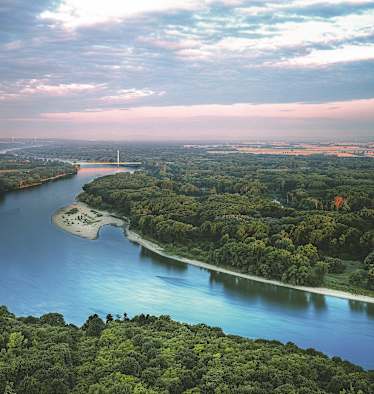 Flugaufnahme über dem Nationalpark Donau-Auen
