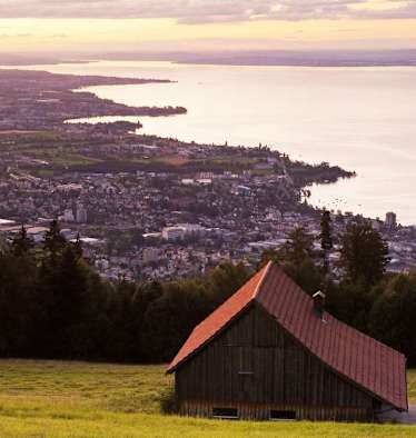 Blick auf Rorschach und den Bodensee in St. Gallen