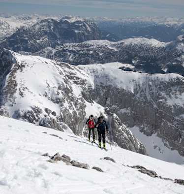 Markus Furtner und Maxi Furtner kurz vor dem Kuchler Kreuz am Hohen Göll.