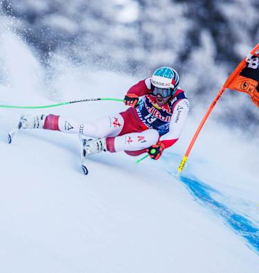 Vincent Kriechmayr auf der Hahnenkamm-Abfahrt 2024 in Kitzbühel