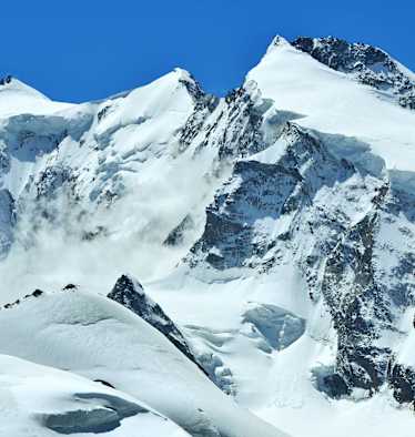Das Monte Rosa-Massiv: Ganz links im Bild die Signalkuppe mit der Margheritahütte