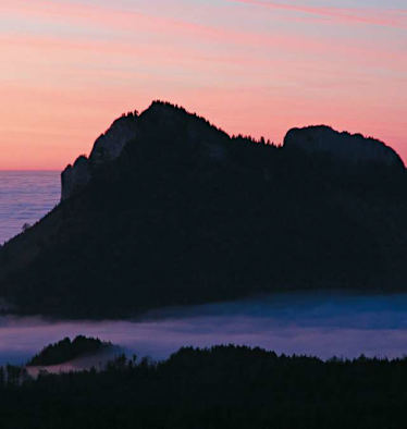 Spätherbstliche Abendstimmung am Spitzstein in den Chiemgauer Alpen