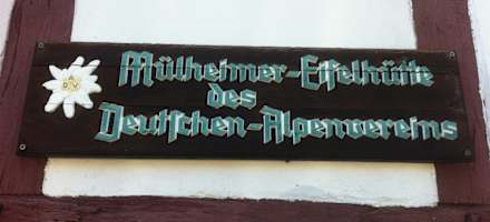 Schild an der Mühlheimer Eifelhütte