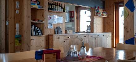 Der Speisesaal in der Capanna Cristallina