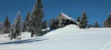 Die Waldfreundehütte Obersberg im Winter