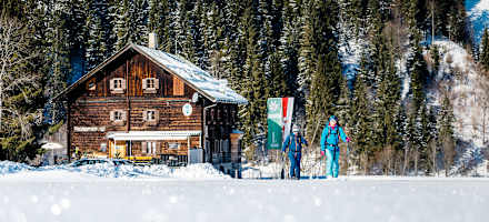 Winterlandschaft auf der Oberlandhütte
