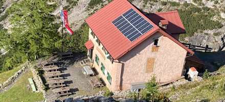 Blick von oben auf die Berglhütte