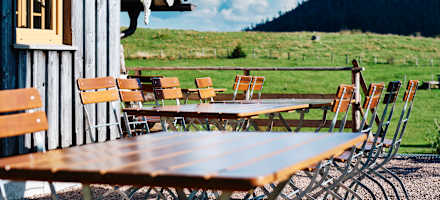 Der Gastgarten der Buchberghütte
