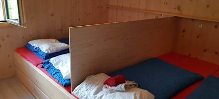 Einer der insgesamt 84 Schlafplätzen auf der Geltenhütte.