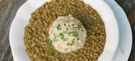 Linsen mit Knödel auf der Hesshütte