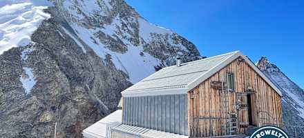Die Hollandiahütte auf über 3.000 m