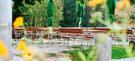 Der Gastgarten der Hütteneckalm