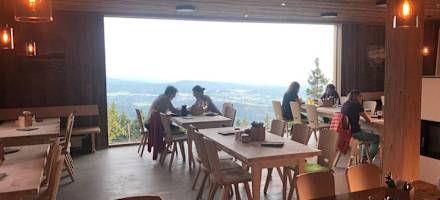 Stube Schutzhaus Falkenstein mit Panoramafenster