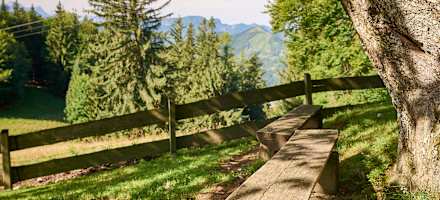 Einer der Plätze, um den Ausblick von der Mollnerhütte zu genießen.