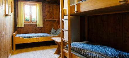 Eines der Zimmer auf der Neuen Magdeburger Hütte