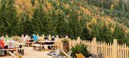 Die Terrasse der Rohrkopfhütte