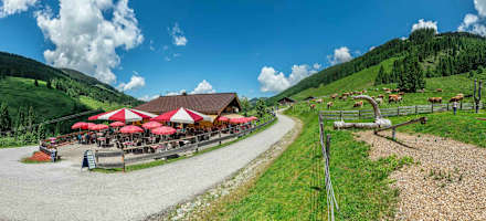 Große Sonnenterrasse auf der Schönangeralm, Wildschönau
