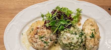 Knödel-Nocken-Tris, eine Spezialität der Roner Alm