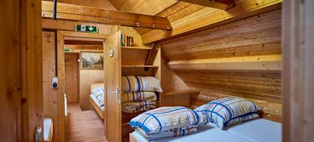 Eines der Zimmer auf der Steyrerhütte