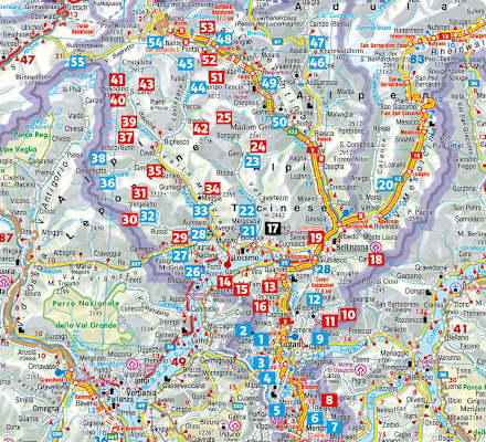 Übersichtskarte Rother Wanderführer „Tessin“