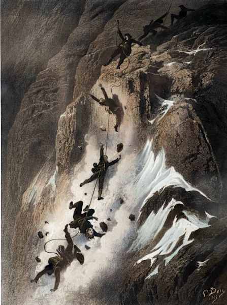 Der Absturz am Matterhorn, Darstellung von Gustave Doré