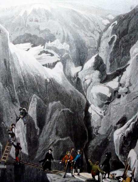 Placidus a Spescha überquert den Rheinwaldgletscher