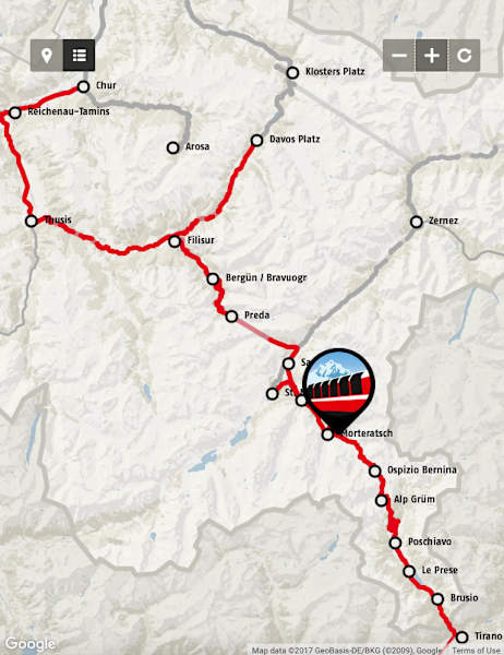 Strecke des Bernina-Express