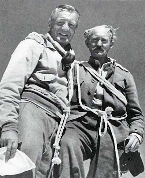 Alfred Zürcher und Josef Knubel (von links) auf dem Nordend des Monte Rosa