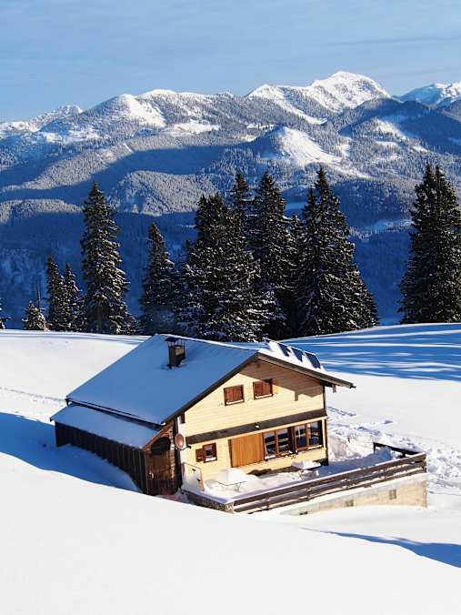 Die Seewaldhütte im Winter.