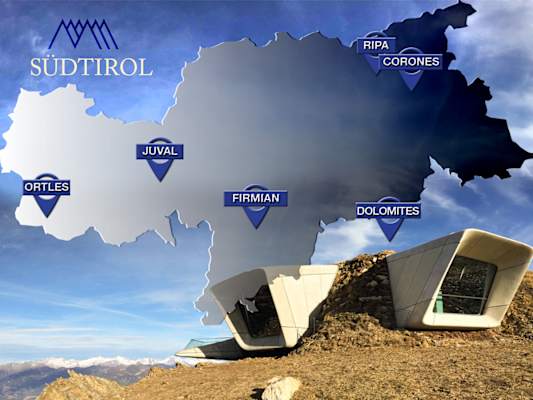 Standorte aller sechs Messner-Museen in Südtirol