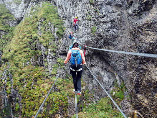 Ein Balanceakt auf dem Drahtseil:Rosina Klettersteig in der Silberkarklamm