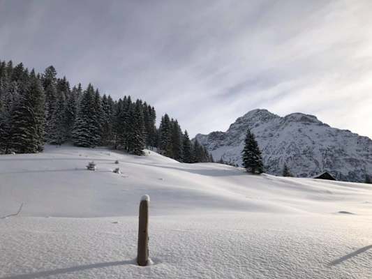Ruhige Abendstimmung im Bärgunttal in Vorarlberg