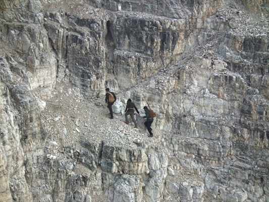 Nachgestellte Szene der Erstbesteiger