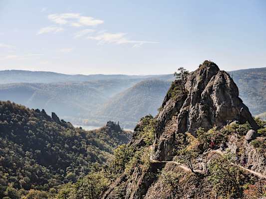 Vom anspruchsvollen Vogelbergsteig genießt man fantastische Blicke auf die Donau.