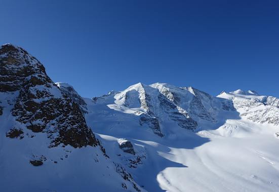 Das Engadin und seine imposante Bergwelt: Der Piz Palü von der Diavolezza aus gesehen.