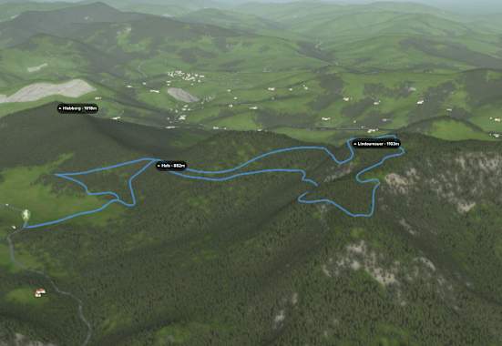 Bergwelten: 3D-Kartenausschnitt der Wanderung auf die Lindaumauer
