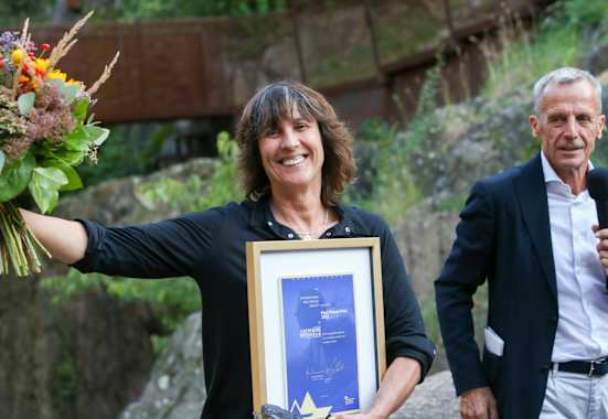 Catherine Destivelle und Georg Bachler beim Paul-Preuss-Preis