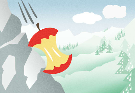 Apfel Berg wegwerfen