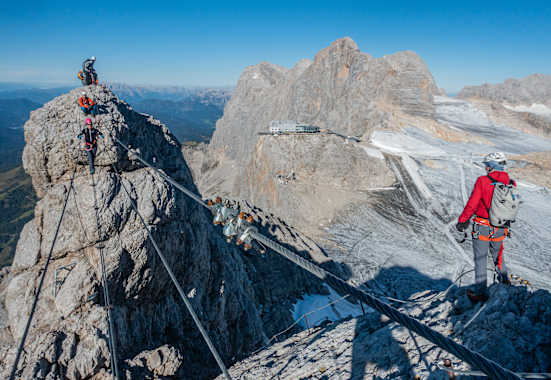 Nepalbrücke im Klettersteig auf den Koppenkarstein