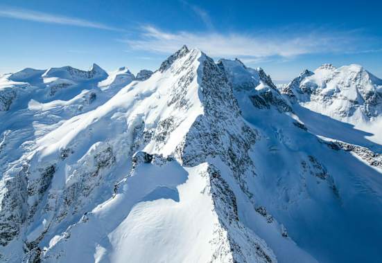 Biancograt auf den Piz Bernina vom Flugzeug aus fotografiert