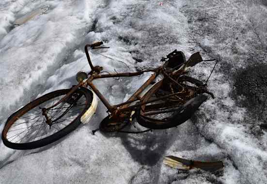 Das Gletscherrad an seinem Fundort in den Ötztaler Alpen