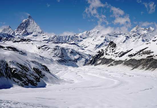 Monte Rosa Runde: Über den Gornergletscher führt die Abfahrt zurück nach Zermatt 