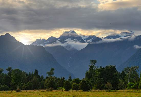 Lake Matheson – Blick auf die Gletscher
