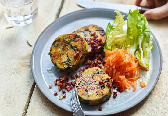 Gebratene Spinatkasknödel