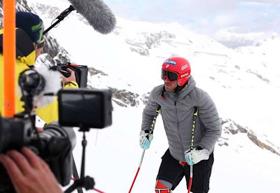 Bode Miller bei Dreharbeiten