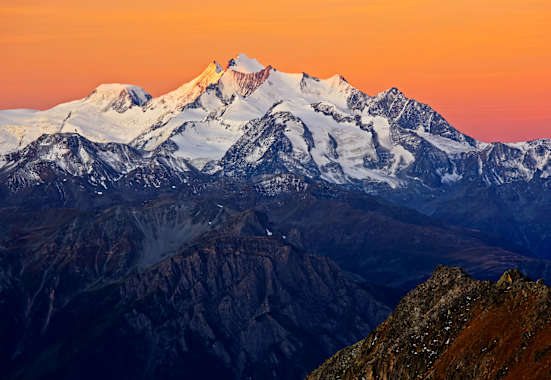 Alphubel: Blick in die Allalingruppe in den Walliser Alpen