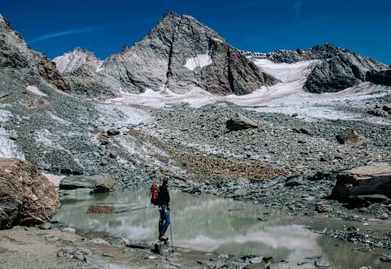Der Blick zurück zum höchsten berg Österreichs