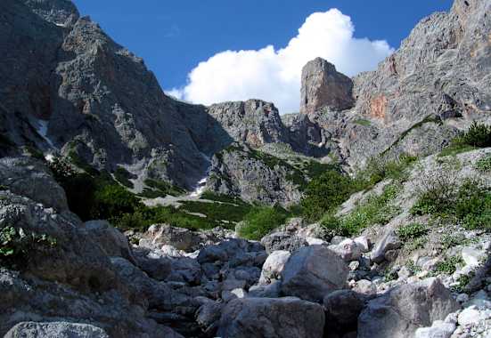 Steiler Abstieg vom Riemannhaus