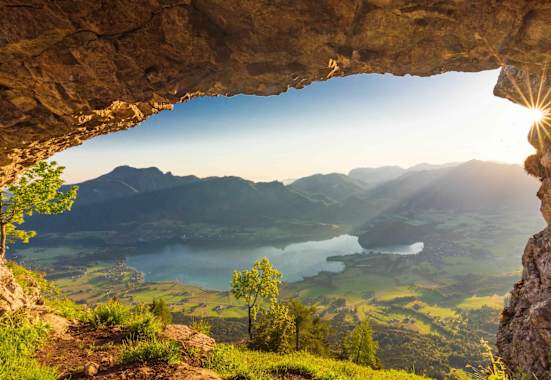 Ausblick von der Bleckwand auf das Salzkammergut und den Wolfgangsee, Salzburg